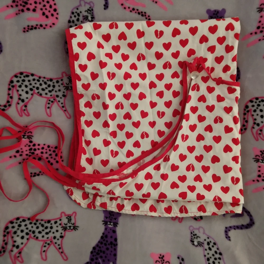 Giant Red Heart Tie On Apron
